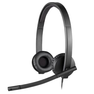 Logitech H570e Wired Headset, Stereo Headphones with Noise-Cancelling Microphone, USB, in-Line Controls with Mute Button, Indicator LED, PC/Mac/Laptop - Black - Auricular - en oreja - cableado - USB - Certificado para Skype Empresarial, con certificación