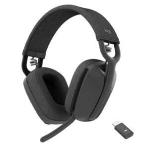 Logitech Zone Vibe Wireless Bluetooth headphones with noise-canceling mic, USB-A, USB-C, certified for Microsoft Teams, Mac/PC - Graphite - Auricular - tamaño completo - Bluetooth - inalámbrico - USB-C a través de adaptador Bluetooth - grafito - Certifica