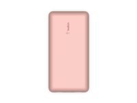 Belkin - Cargador portátil - 20000 mAh - 15 vatios - 3 A - 3 conectores de salida (24 pin USB-C, 2 x USB) - en el cable: USB-C - oro rosa
