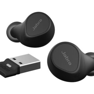 Jabra Evolve2 Buds MS - Auriculares inalámbricos con micro - en oreja - Bluetooth - cancelación de sonido activo - USB-A a través de adaptador Bluetooth - aislamiento de ruido - negro - Certificado para Equipos de Microsoft