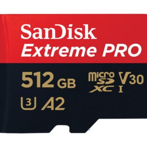 SanDisk Extreme Pro - Tarjeta de memoria flash (adaptador microSDXC a SD Incluido) - 512 GB - A2 / Video Class V30 / UHS-I U3 / Class10 - microSDXC UHS-I