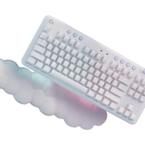 Logitech G715 Wireless Mechanical Gaming Keyboard withTactile Switches (GX Brown), and Keyboard Palm Rest - White Mist - Teclado - sin teclado numérico - retroiluminación - inalámbrico - Bluetooth, 2.4 GHz - interruptor: GX Brown Tactile