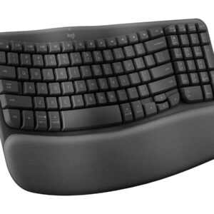 Logitech Ergo Series Wave Keys Wireless Ergonomic Keyboard with Cushioned Palm Rest, Graphite - Teclado - con reposamanos acolchado - inalámbrico - Bluetooth LE - grafito