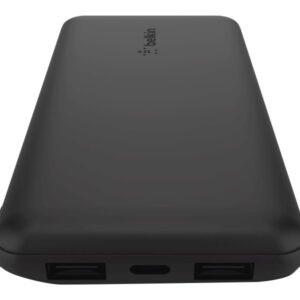 Belkin - Cargador portátil - 10000 mAh - 15 vatios - 3 conectores de salida (24 pin USB-C, 2 x USB) - negro