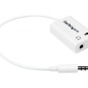 StarTech.com Adaptador de Auriculares con Micrófono Mini-Jack 3,5mm 4 pines a Conectores de Auriculares y de Micrófono - M a 2xH Blanco - Separador de auriculares - mini-phone stereo 3.5 mm hembra a miniconector de 4 polos macho - 15.25 cm - blanco - para