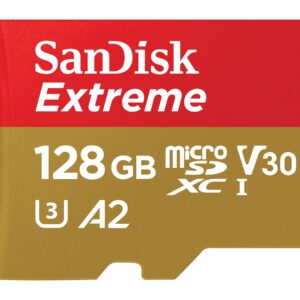 SanDisk Extreme - Tarjeta de memoria flash (adaptador microSDXC a SD Incluido) - 128 GB - A2 / Video Class V30 / UHS-I U3 / Class10 - microSDXC UHS-I