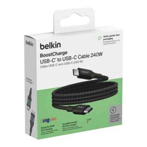 Belkin BoostCharge - Cable USB - 24 pin USB-C (M) a 24 pin USB-C (M) - USB 2.0 - 2 m - compatible con hasta 240 W de potencia - negro