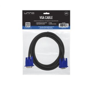 CABLE UNNO TEKNO VGA 1.8M/6FT BLACK CB4016BK NEGRO
